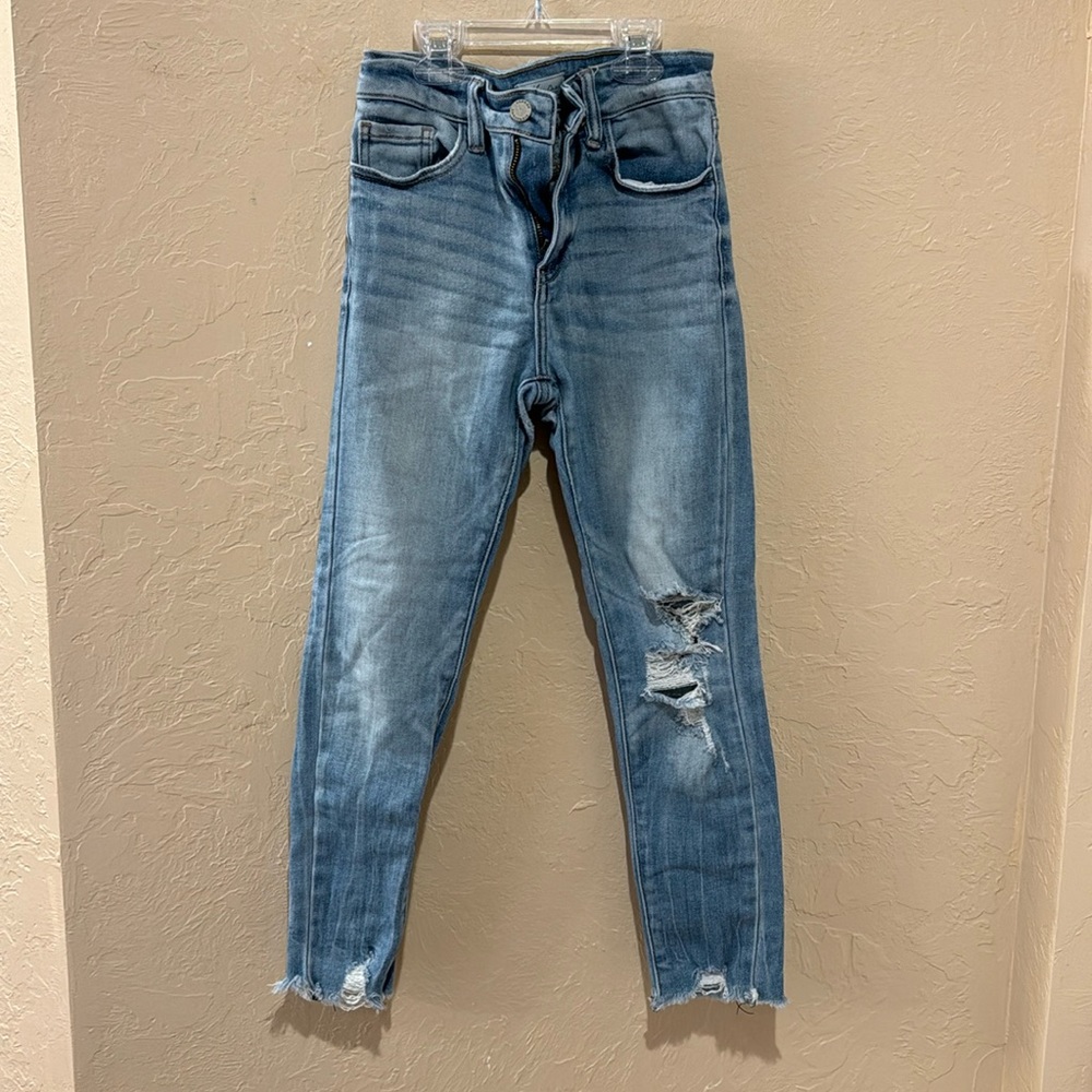 Girls Kancan high rise ankle skinny ripped jeans